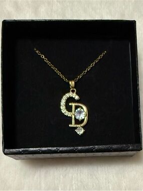 Stunning CD Initial Pendant Necklace in Gold-tone